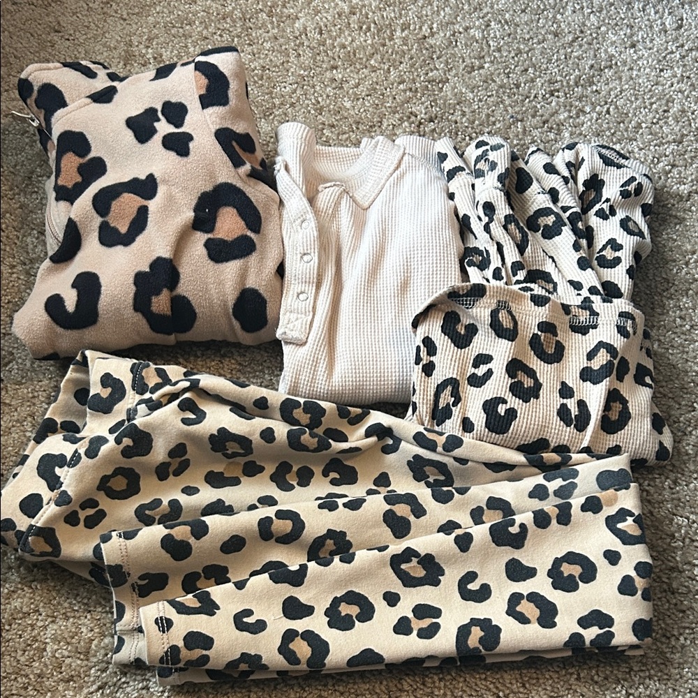 The Children's Place Beige and Black Leopard Pajama Bottoms